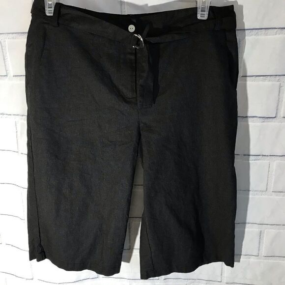 MQ Originals Cropped Pants with belt Black Size XL NEW WITH TAGS Linen blend - Picture 1 of 3